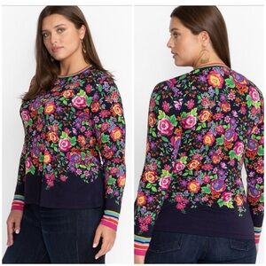 Johnny Was “The Janie” Long Sleeve Crew Neck Swing Top [L3]